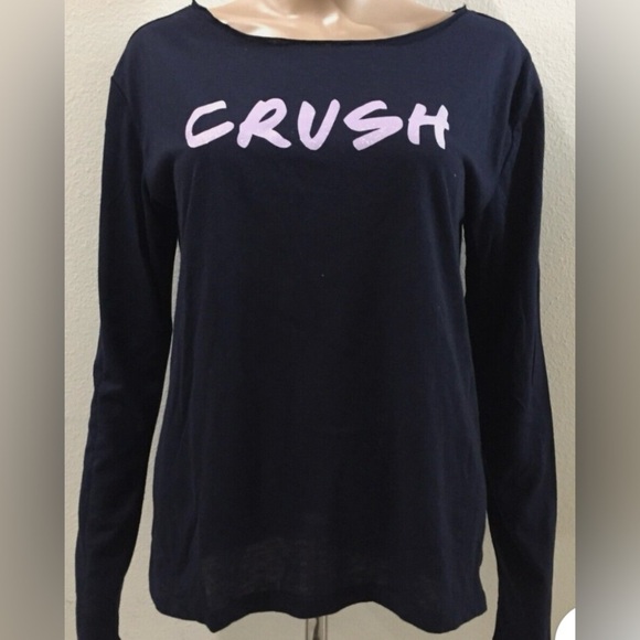 Victoria's Secret CRUSH Long Sleeve Tee Shirt Size in Photos Navy/Purple Sparkle - Picture 8 of 9